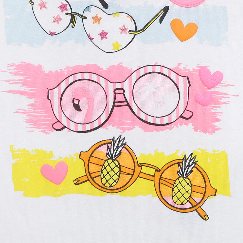Girls White & Pink Graphic Printed T-Shirt image number 2